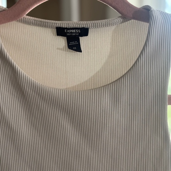 Express Cream Ribbed Tank Top - Picture 3 of 4